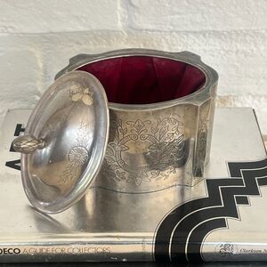 Vintage Godinger Silver-Plated Jewelry Box with Red Velvet Lining